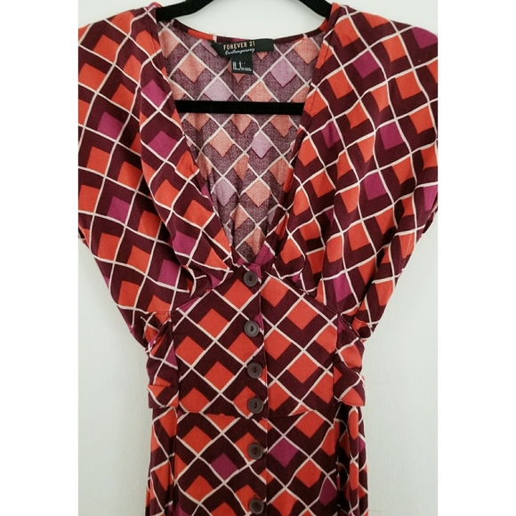 Forever 21 Tie-Front Geo Print Midi Dress - Picture 8 of 13